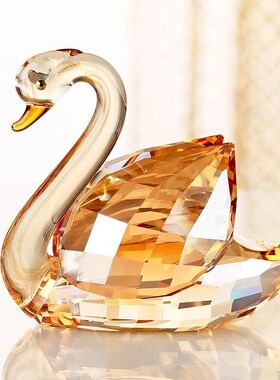 水晶天鹅摆件一对结婚纪念粉色鸳鸯新婚礼物送新娘新人酒柜装饰品