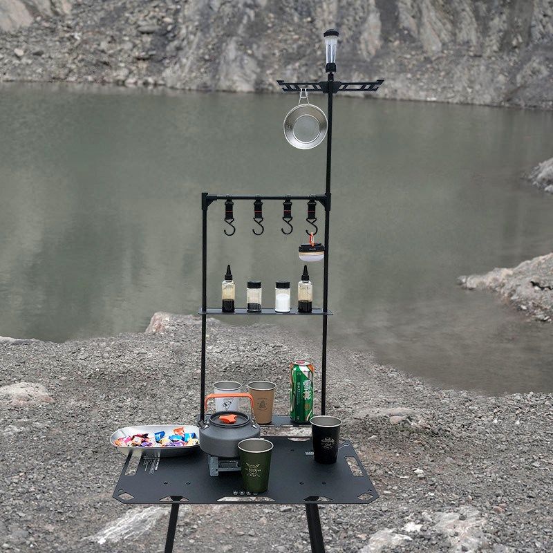 户外露营桌面置物灯架野餐收纳桌板铝合金折叠层板多功能餐具架,收纳整理,便携购物车,淘宝优惠券,粉丝福利购,淘宝优惠卷