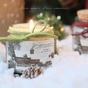 《炊烟袅袅》75g雪松黑檀香薰蜡烛圣诞节日卧室内家用生日礼物盒