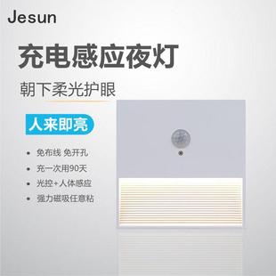 新款USB充电感应地脚灯86型楼梯过道床头免布线智能人体感应夜灯
