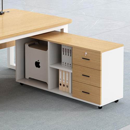 办公桌边柜文件柜木质侧柜三抽移动矮柜带锁收纳柜打印机储物柜子