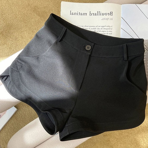 黑色西装短裤女秋2025新款高腰