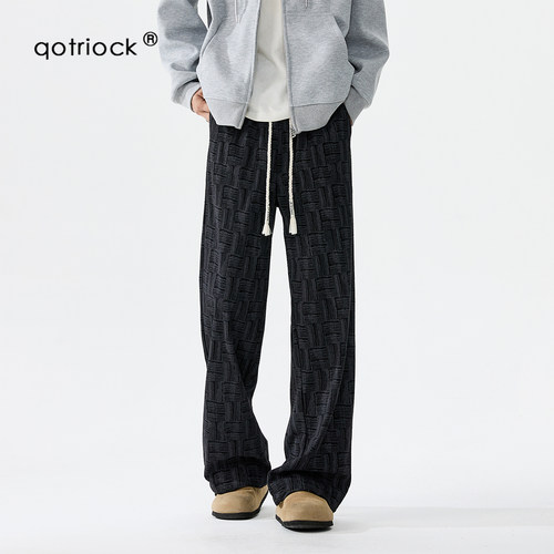 QOTRIOCK灯芯绒加绒编织纹休闲裤