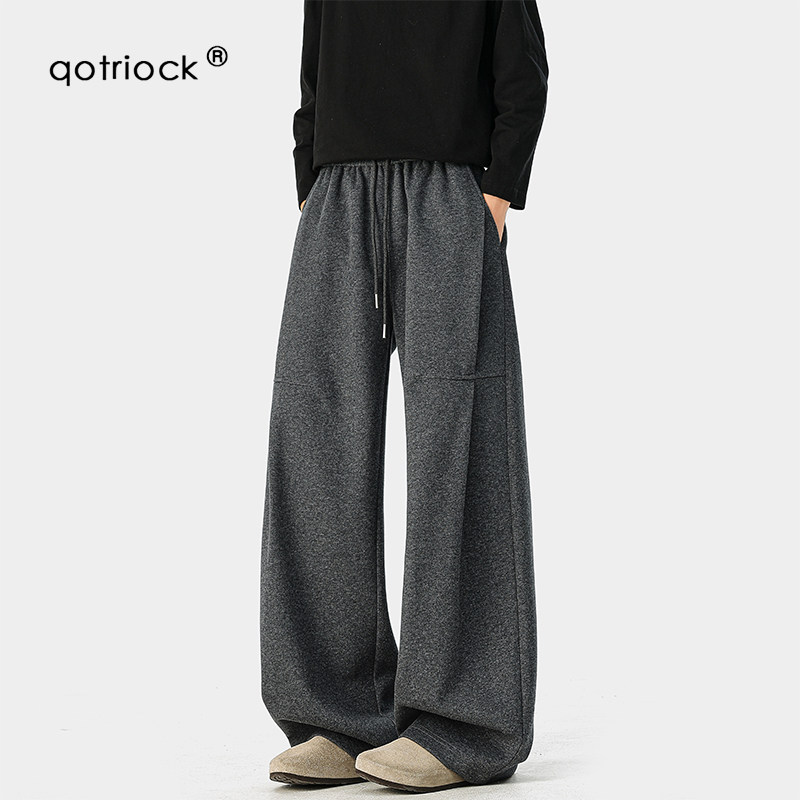 QOTRIOCK美式麻灰色简约重磅卫裤图片
