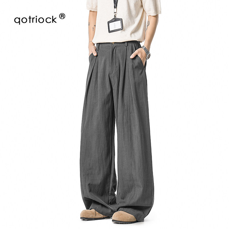 QOTRIOCK老钱风莱赛尔亚麻休闲裤图片
