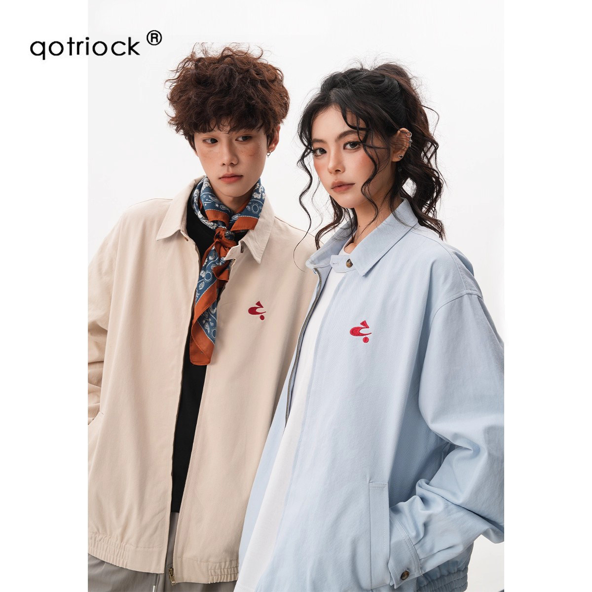 QOTRIOCK美式复古翻领夹克哈林顿图片