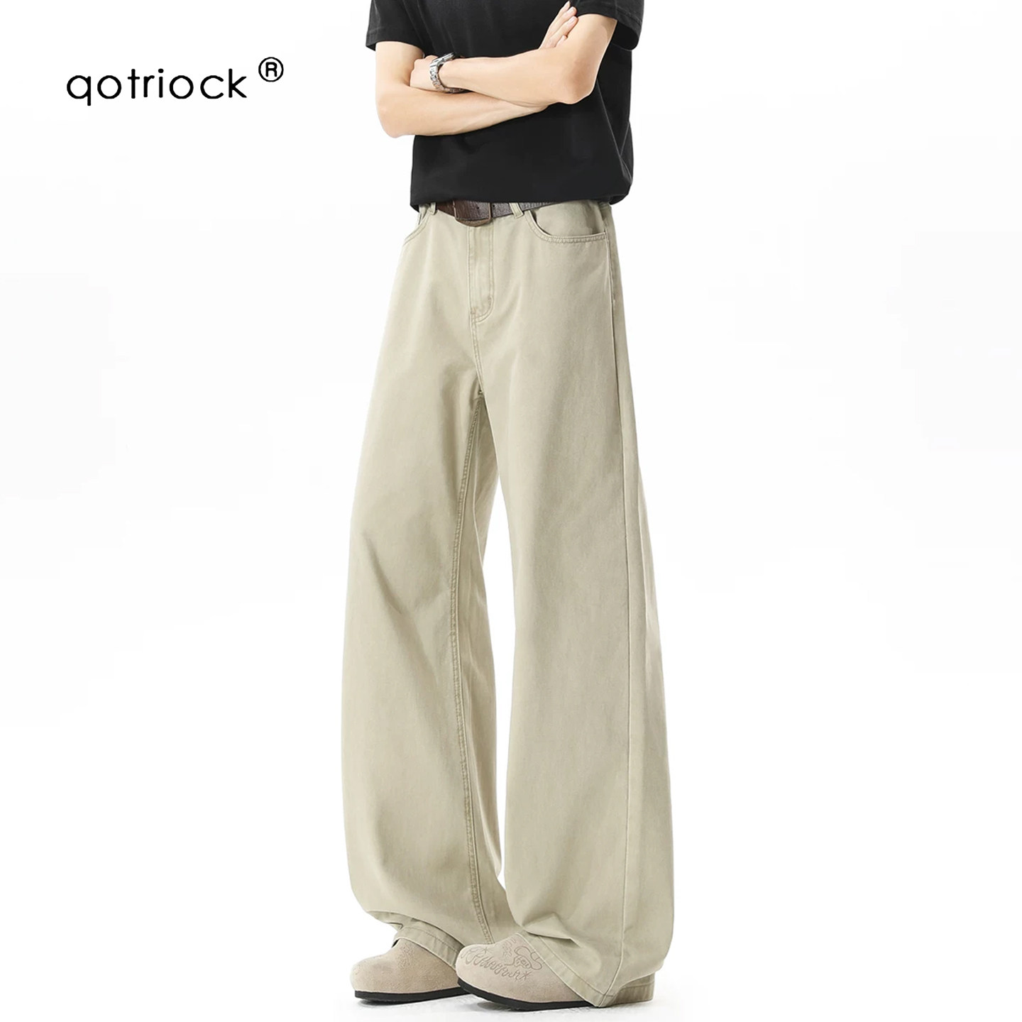 QOTRIOCK夏季薄款水洗棉牛仔裤男图片