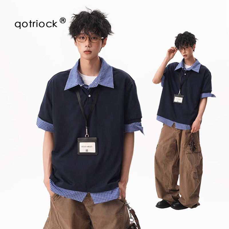 QOTRIOCK学院风假两件Polo衫短袖图片
