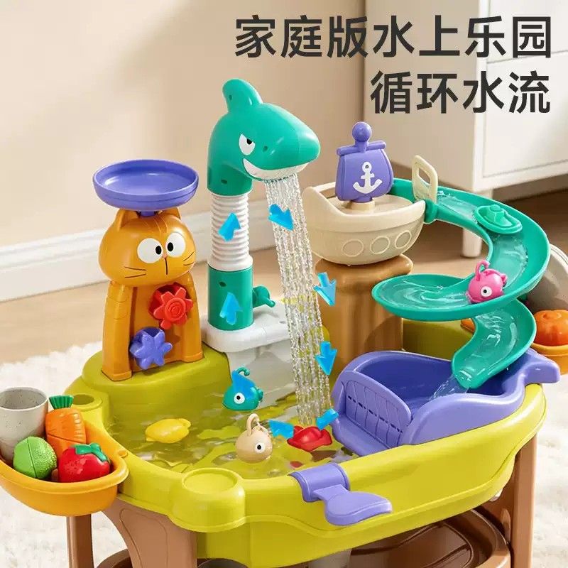 纽奇儿童洗碗机厨房玩具宝宝玩水戏水水上乐园水池循环出水过家家