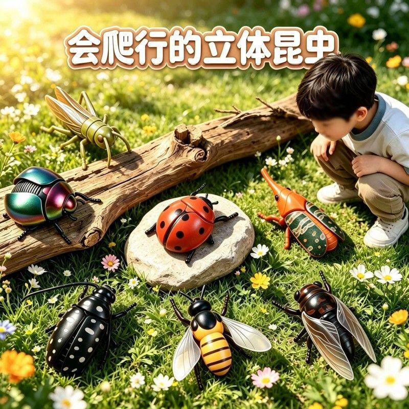 儿童发条昆虫会动的爬行立体甲壳仿真甲虫蜜蜂虫模型男孩礼物玩具