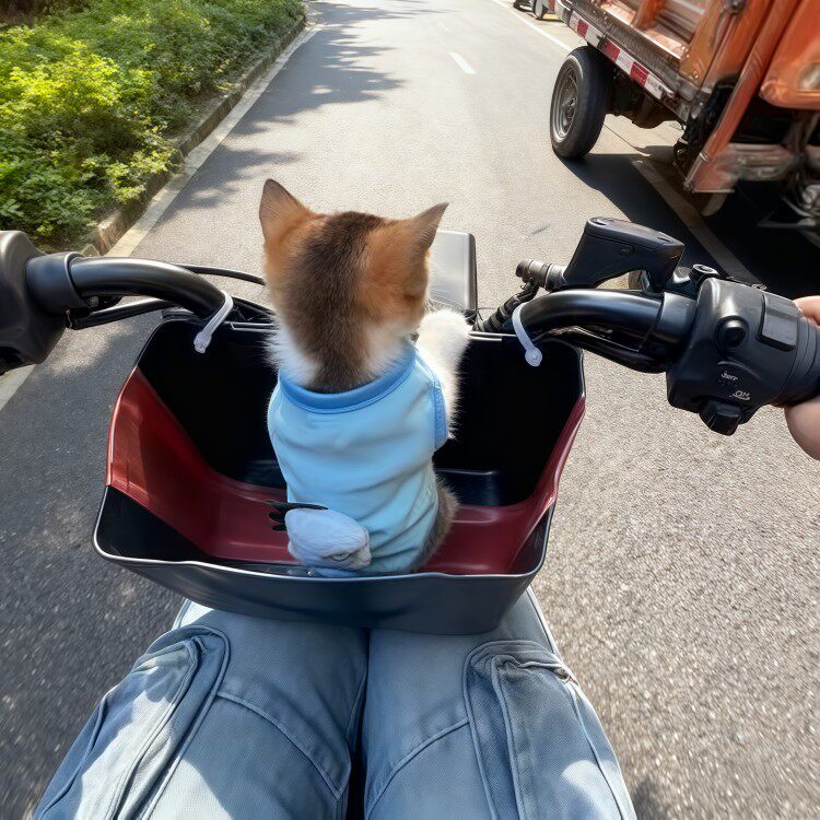 【猫猫也可以坐车】猫咪外出遛弯车载窝可折叠收纳电动车载宠物包