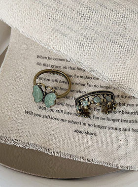 EARMOON 中古风轻奢高级感滴油蝴蝶花朵开口戒指女个性时尚戒指