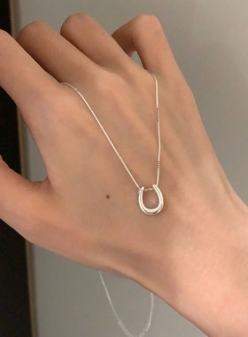 极简风U型马蹄吊坠项链女小众设计感个性气质独特时尚颈链毛衣链
