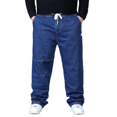 酒度松紧腰抽绳长裤牛仔裤