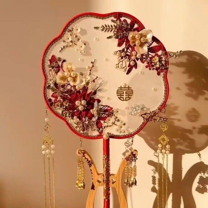 古风团扇子新娘结婚秀禾中式婚礼中国秀禾服喜扇手捧花diy成品扇