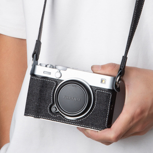 适用富士xe5保护套 xm5保护壳X100VI/xs20丹宁相机肩带XT5相机包
