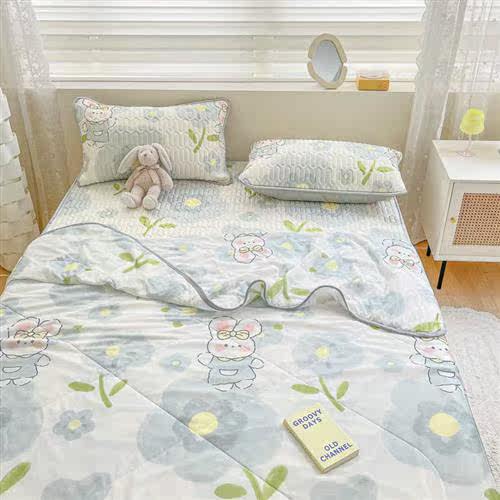 夏季冰丝夏凉被套床上四件套乳胶凉席夏天2023新款儿童空调被单人