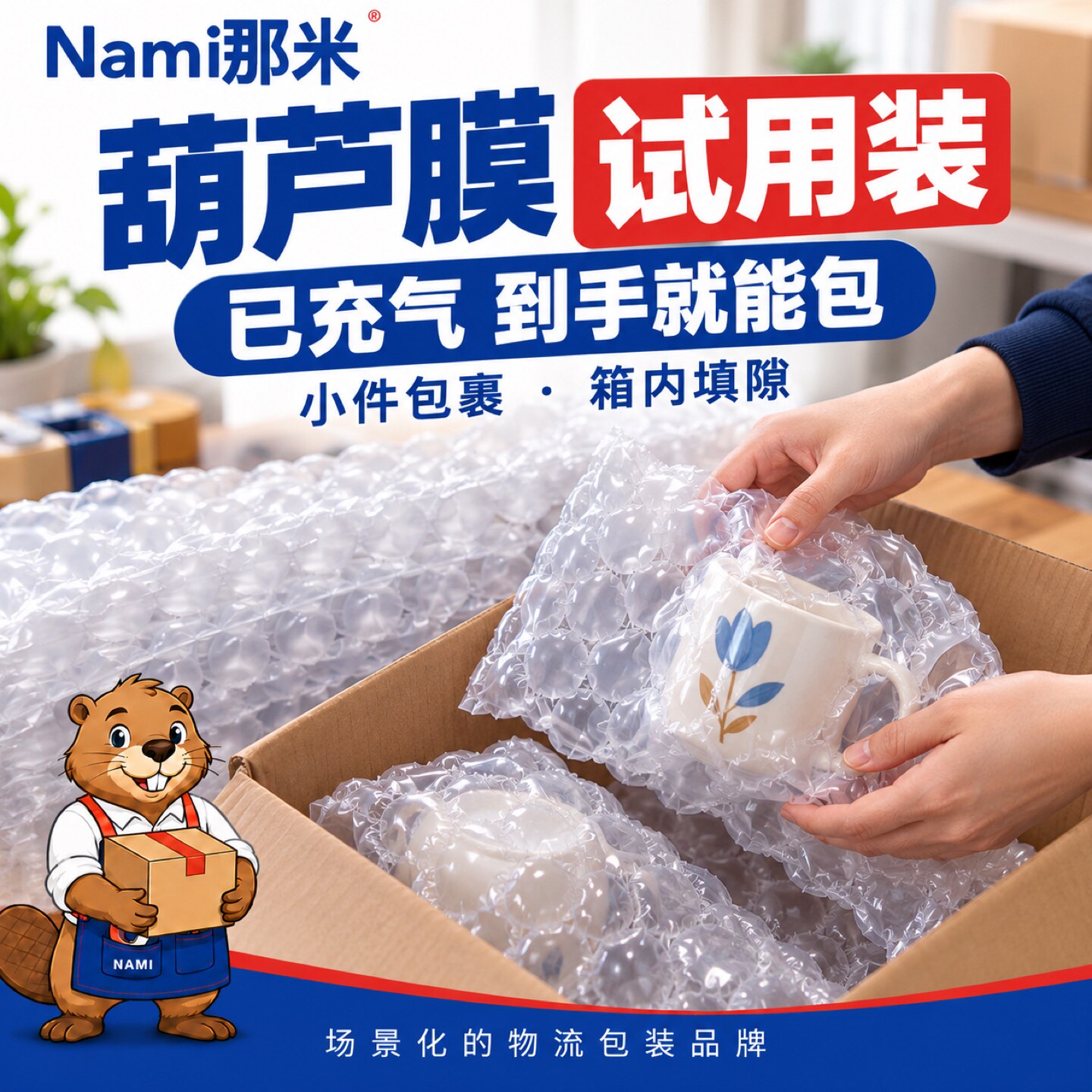 充气葫芦膜搬家打包快递防撞包装小气泡膜防震泡沫垫加厚包装材料
