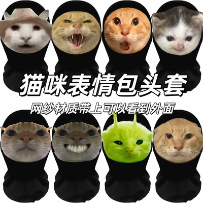 猫咪meme头套鼠鼠派对团建整蛊搞笑面罩抽象宠物耄耋宠物表情包