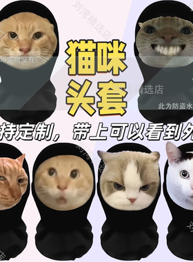 猫meme头套鼠鼠huh派对团建整蛊搞笑面罩抽象宠物耄耋猫咪表情包