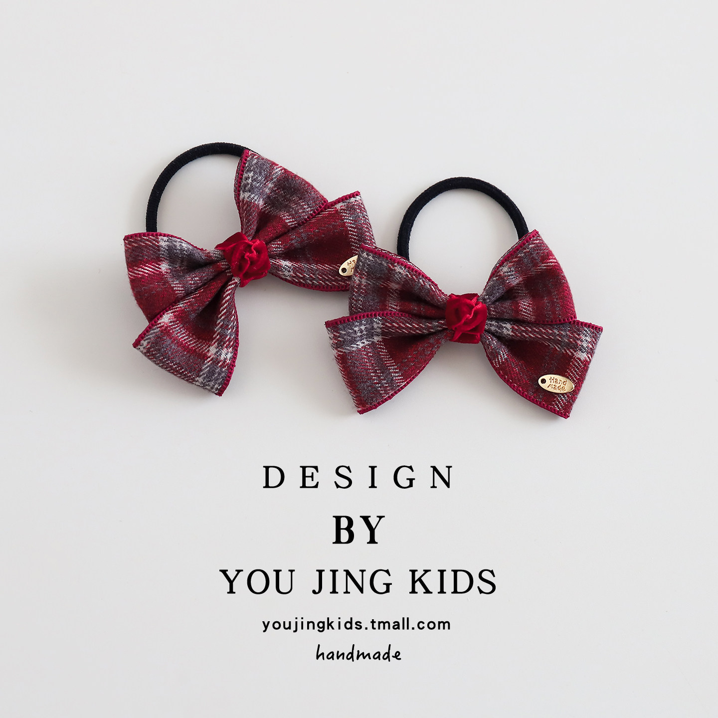 儿童女红色呢料蝴蝶结发圈女孩格纹不伤发皮筋双马尾女童头绳头绳,童装/婴儿装/亲子装,发饰,淘宝优惠券,粉丝福利购,淘宝优惠卷