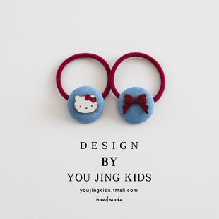 可爱牛仔儿童发圈几何头绳女童高弹不伤发皮筋女孩猫咪发绳头饰