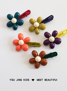 韩国新款花朵发夹女儿童甜美发卡刘海夹公主女孩后脑勺夹顶夹头饰