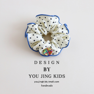 韩系儿童波点发圈丸子头大肠圈头绳女孩马尾发绳皮筋女童纽扣头饰