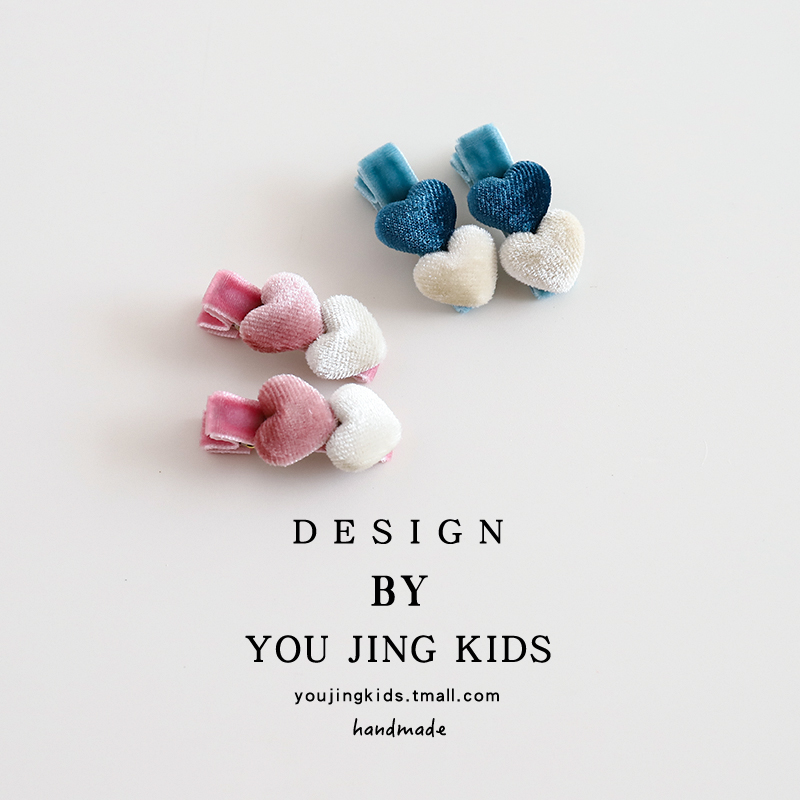 丝绒爱心儿童发夹甜美秋冬可爱女童发卡刘海夹女孩侧边夹宝宝头饰