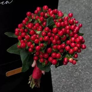 红色浆果花束手工diy材料包创意礼物相思豆鲜花自然风装饰花材