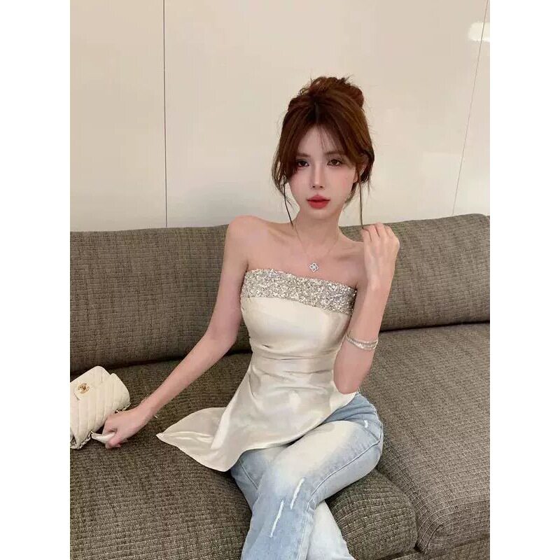 不规则亮片吊带背心女夏