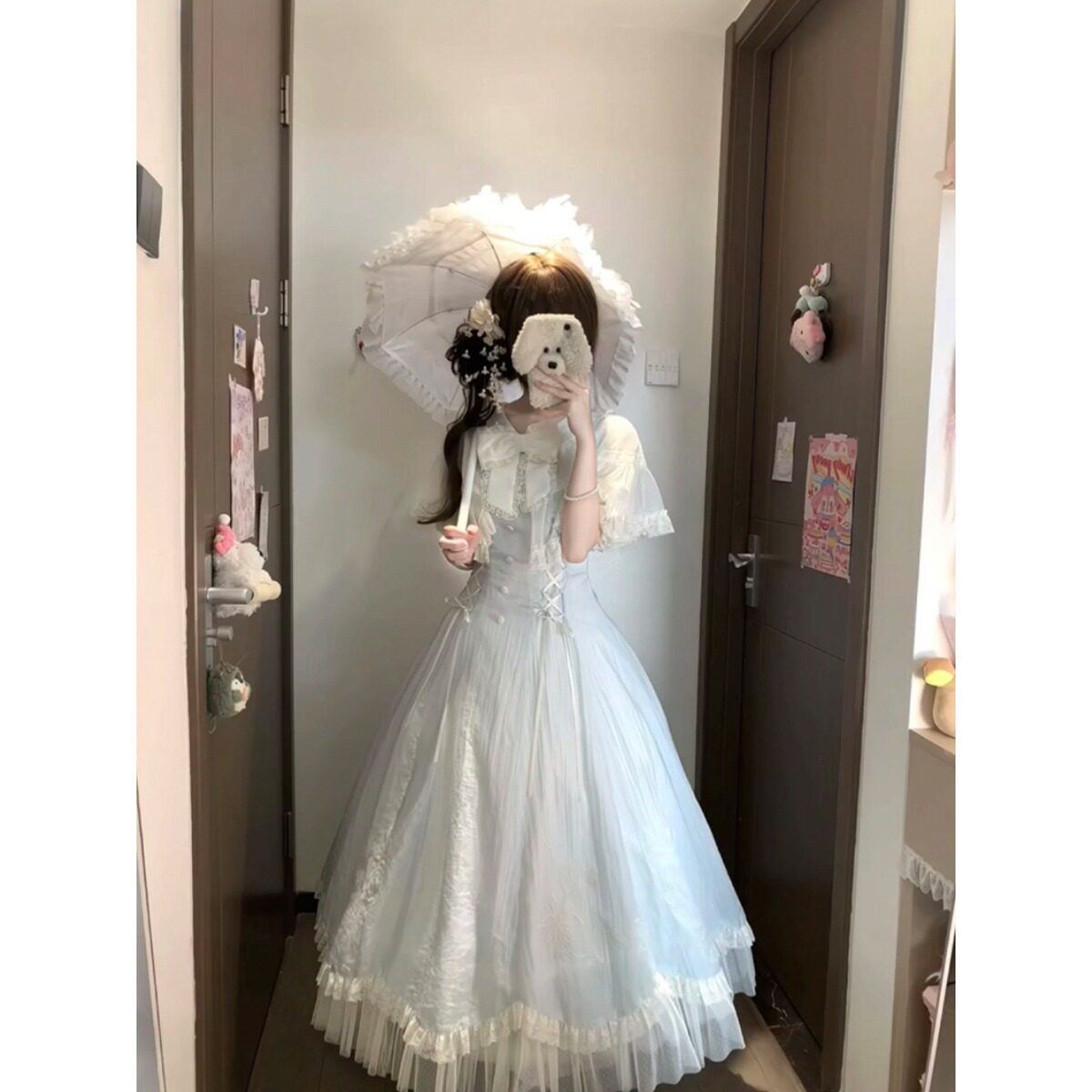法式温柔古典水色风铃lolita连衣裙洛丽塔少女感千金斗篷公主裙潮