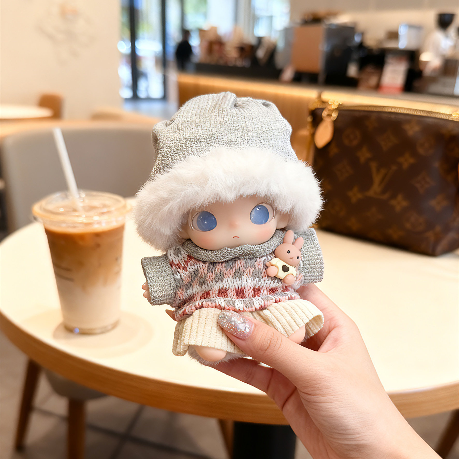 DIMOO娃衣DIMOO新品新生日记娃衣潮玩搪胶公仔衣服换装暖冬兔毛衣