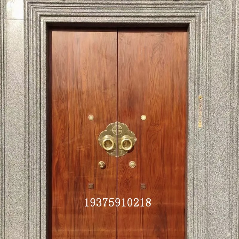 别墅实木大门双开门中式仿古大门庭院木门老式农村自建房入户大门