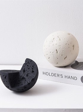 现代简约几何圆球摆件黑白蓝色客厅书柜子陈设样板房售楼部装饰品