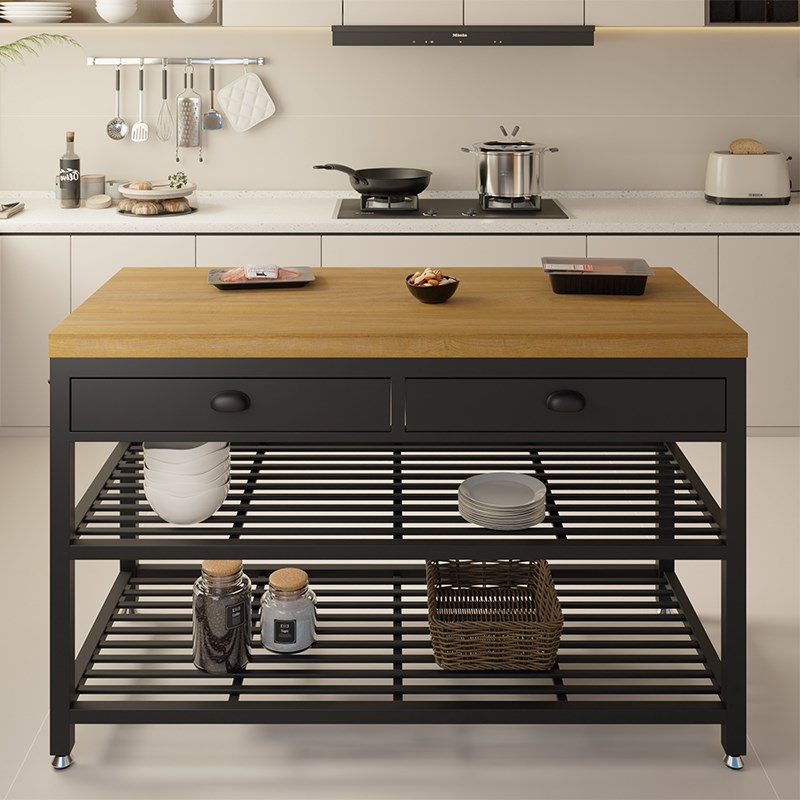 厨房中岛台可移动料理台家用靠墙一体开放式岛台柜单独定制餐边桌