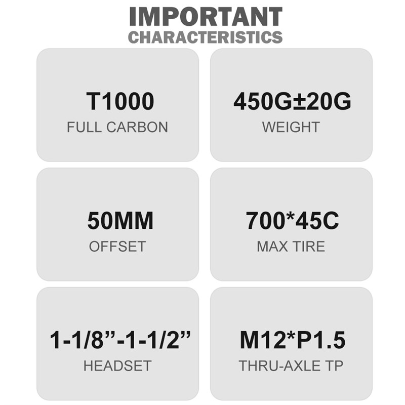 新款碎石Gravel越野公路前叉全内线700x45C碳纤维前叉筒轴100x12