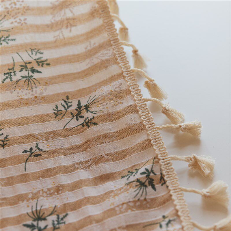 出口韩国窗帘成品日式小清新穿杆口袋式丁香花阳台半遮光小窗帘子