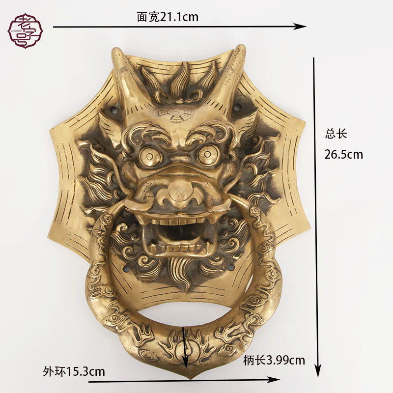 中式古典纯铜兽头门环大门明装拉环古建筑全铜折弯抽屉小号大号龙