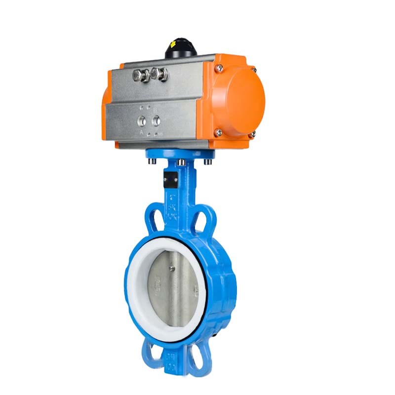 气动蝶阀对夹式D671X-16Q球墨/四氟304板D671F-10 DN50/65/80/100