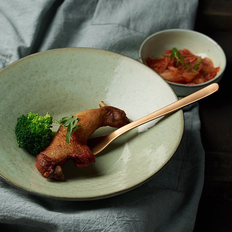 微瑕!粗陶釉下餐具陶瓷果盆粗陶餐具大果盆陶瓷盆沙拉盆粗陶盆