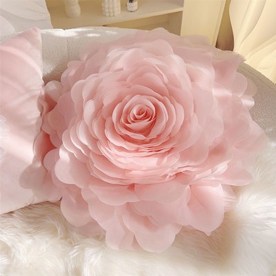 粉色爱心蕾丝花朵抱枕奶油风郁金香可爱少女心沙发靠枕床头靠垫套