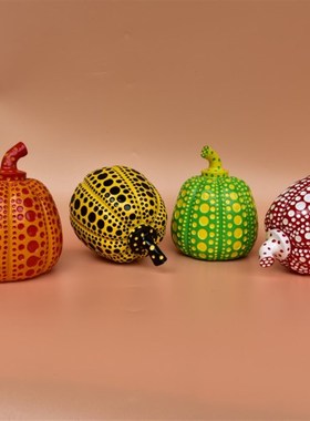 草间弥生同款南瓜摆件雕塑波点艺术现代密集圆点潮流潮玩半截南瓜