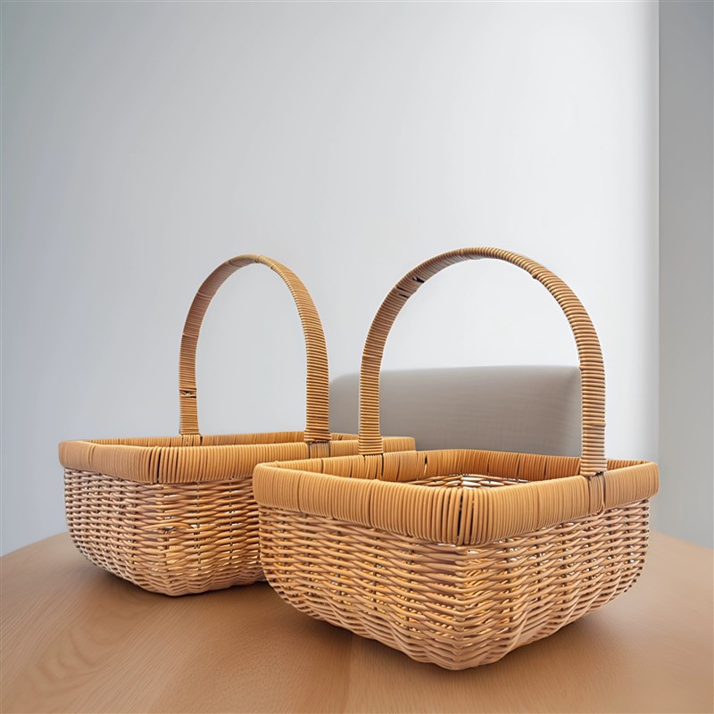 山里寒舍购物篮买菜篮子鸡蛋筐大号手提篮野餐篮手工编织水果篮