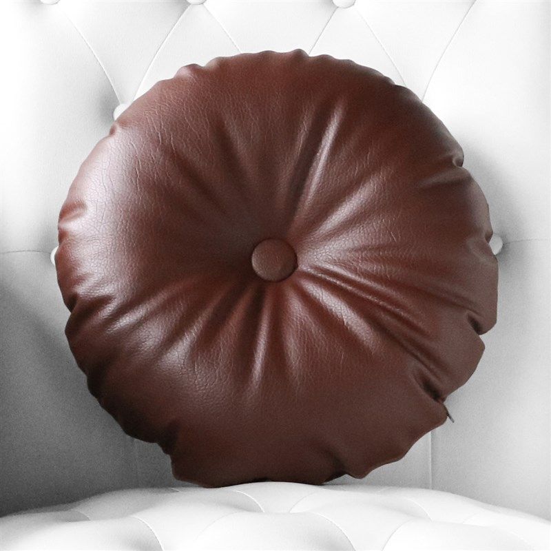 VJPU皮圆形沙发抱枕床头靠垫靠枕办公室汽车靠背黑色棕色米色包邮