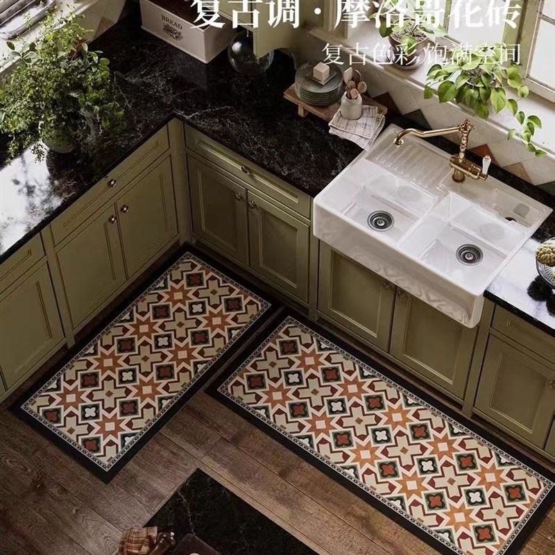 硅藻泥复古厨房吸水地垫防滑吸油吸水可擦可洗耐脏脚垫地毯可定制