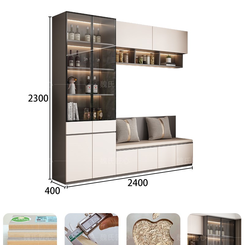 现代简约餐厅卡座餐桌一体储物柜家用客厅休闲凳餐边柜酒柜定制