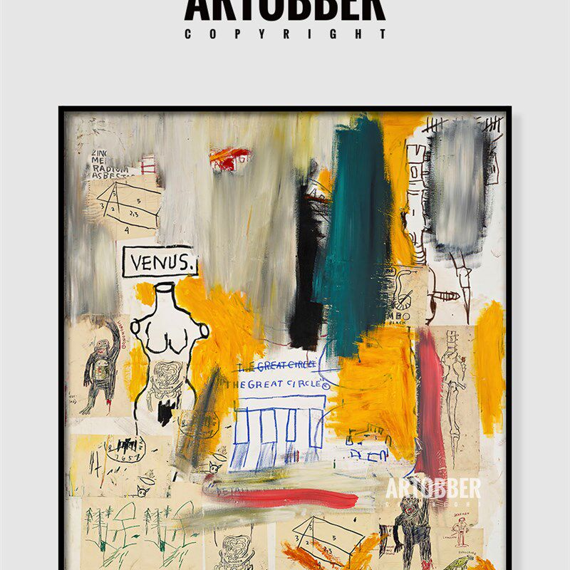 Basquiat巴斯奎特涂鸦装饰画潮流艺术客厅卧室餐厅大尺寸高清挂画
