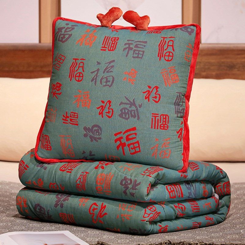 三层纱抱枕被子两用毯子二合一厚办公室折叠午睡枕头沙发汽车靠枕