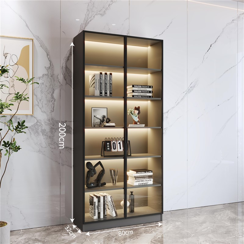家用书柜带玻璃门客厅立柜展示柜落地置物柜展示柜定制收纳柜客厅